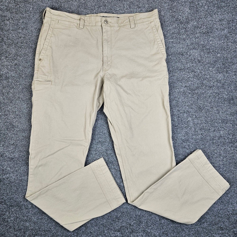 Duluth Trading Flex Ballroom Khakis Chino Pants 36x34 Slim Fit Tan